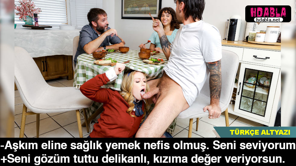 Akşam yemeğinde sevgilimin liseli kız kardeşi masanın altından sakso çekti Akşam yemeğinde sevgilimin liseli kız kardeşi masanın altından sakso çekti